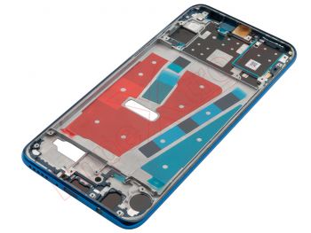 Carcasa frontal / central con marco azul "Peacock blue" y botones laterales para Huawei P30 Lite, MAR-L21